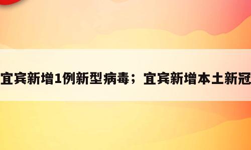 宜宾新增1例新型病毒；宜宾新增本土新冠