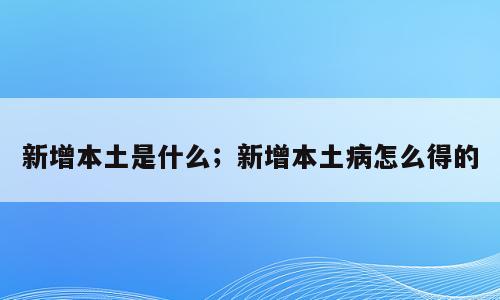 新增本土是什么；新增本土病怎么得的