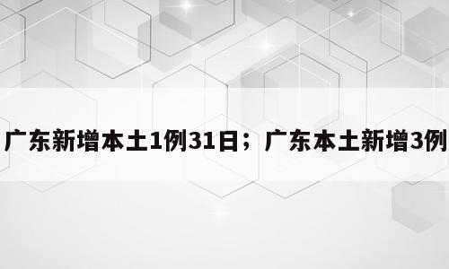 广东新增本土1例31日；广东本土新增3例