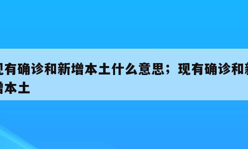 现有确诊和新增本土什么意思；现有确诊和新增本土