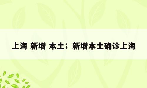 上海 新增 本土；新增本土确诊上海