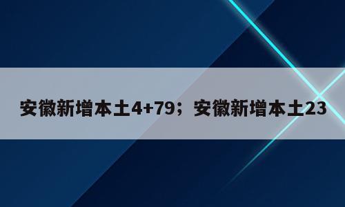 安徽新增本土4+79；安徽新增本土23
