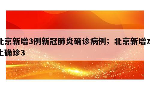 北京新增3例新冠肺炎确诊病例；北京新增本土确诊3