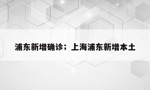 浦东新增确诊；上海浦东新增本土