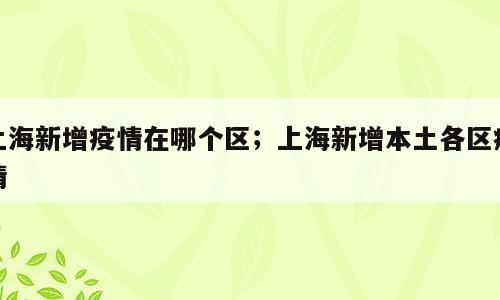 上海新增疫情在哪个区；上海新增本土各区疫情