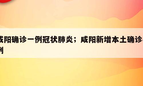 咸阳确诊一例冠状肺炎；咸阳新增本土确诊4例