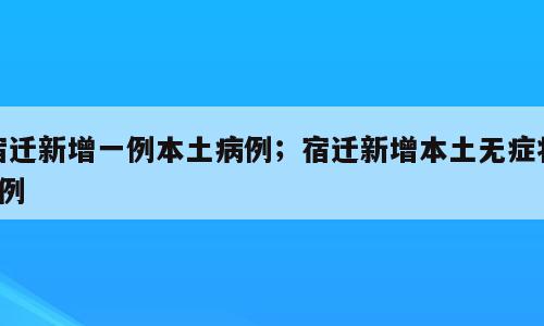 宿迁新增一例本土病例；宿迁新增本土无症状9例