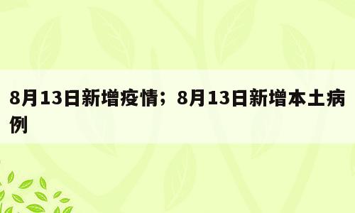 8月13日新增疫情；8月13日新增本土病例