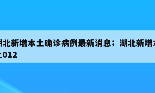 湖北新增本土确诊病例最新消息；湖北新增本土012