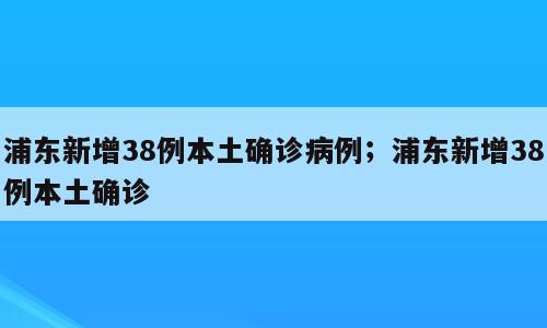 浦东新增38例本土确诊病例；浦东新增38例本土确诊