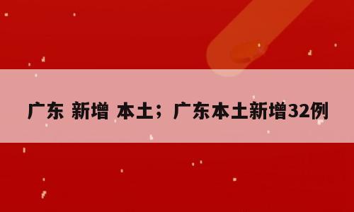 广东 新增 本土；广东本土新增32例