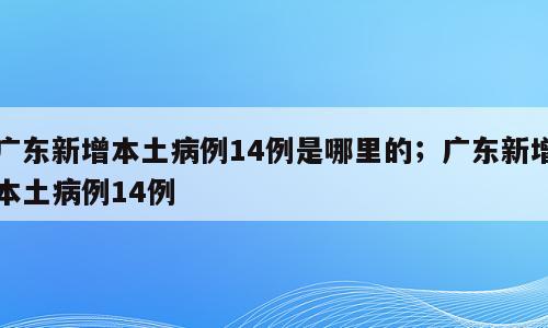 广东新增本土病例14例是哪里的；广东新增本土病例14例