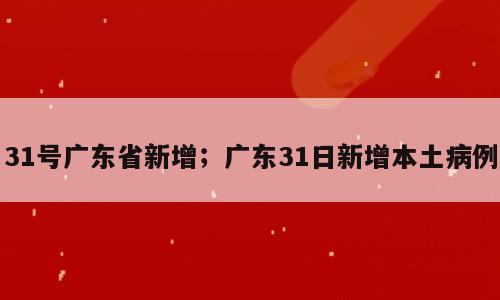 31号广东省新增；广东31日新增本土病例