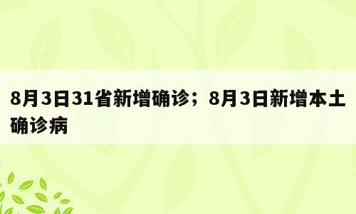 8月3日31省新增确诊；8月3日新增本土确诊病