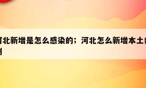 河北新增是怎么感染的；河北怎么新增本土病例