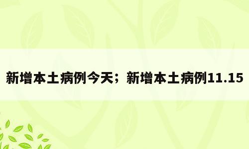 新增本土病例今天；新增本土病例11.15