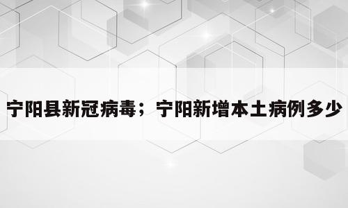 宁阳县新冠病毒；宁阳新增本土病例多少