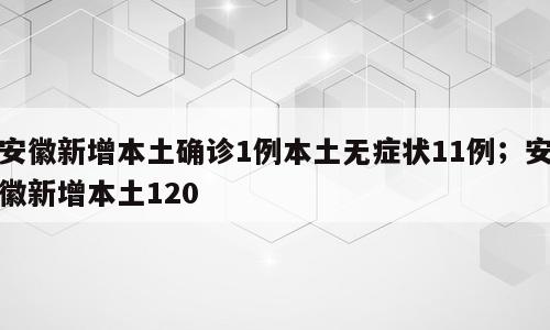 安徽新增本土确诊1例本土无症状11例；安徽新增本土120