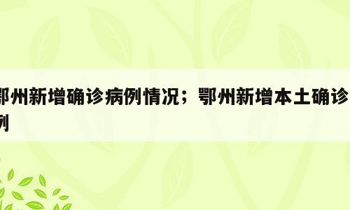 鄂州新增确诊病例情况；鄂州新增本土确诊1例