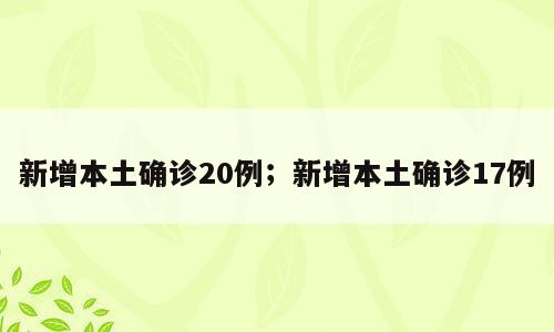 新增本土确诊20例；新增本土确诊17例