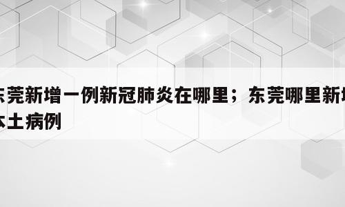 东莞新增一例新冠肺炎在哪里；东莞哪里新增本土病例