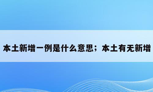 本土新增一例是什么意思；本土有无新增