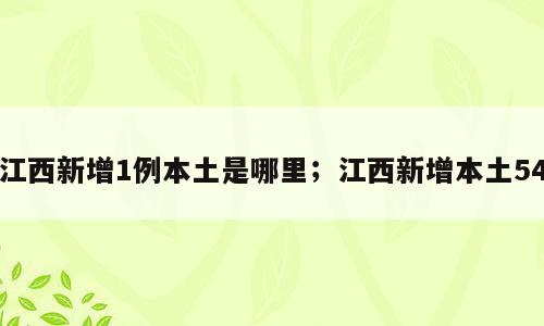 江西新增1例本土是哪里；江西新增本土54