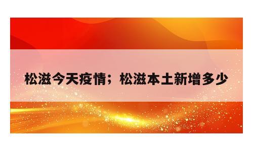 松滋今天疫情；松滋本土新增多少