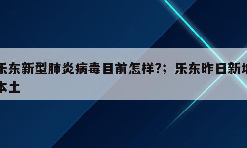 乐东新型肺炎病毒目前怎样?；乐东昨日新增本土