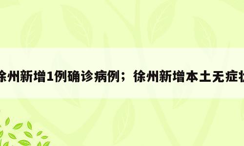徐州新增1例确诊病例；徐州新增本土无症状