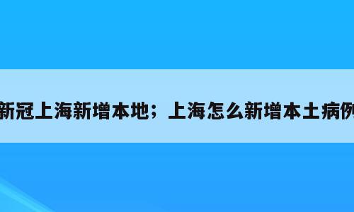 新冠上海新增本地；上海怎么新增本土病例