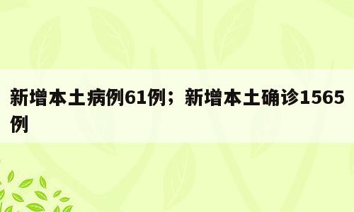 新增本土病例61例；新增本土确诊1565例