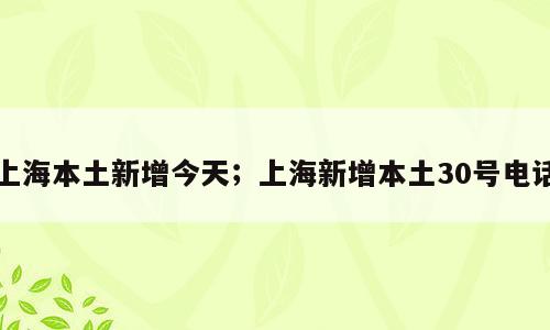 上海本土新增今天；上海新增本土30号电话