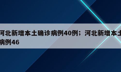 河北新增本土确诊病例40例；河北新增本土病例46