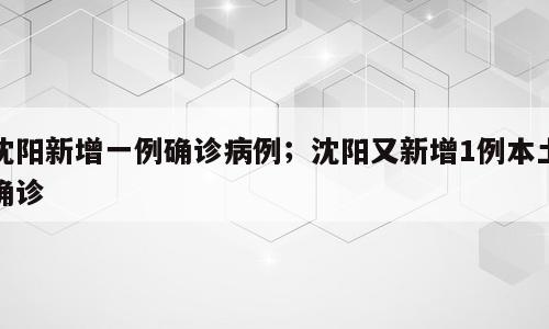 沈阳新增一例确诊病例；沈阳又新增1例本土确诊