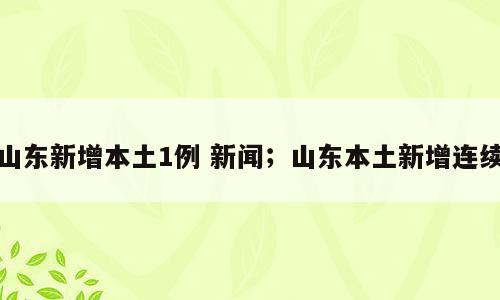 山东新增本土1例 新闻；山东本土新增连续
