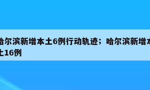 哈尔滨新增本土6例行动轨迹；哈尔滨新增本土16例