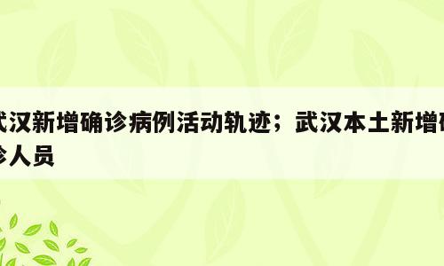 武汉新增确诊病例活动轨迹；武汉本土新增确诊人员