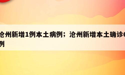 沧州新增1例本土病例；沧州新增本土确诊6例