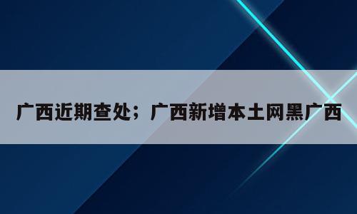 广西近期查处；广西新增本土网黑广西