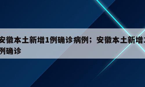 安徽本土新增1例确诊病例；安徽本土新增1例确诊