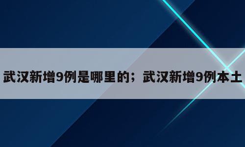 武汉新增9例是哪里的；武汉新增9例本土