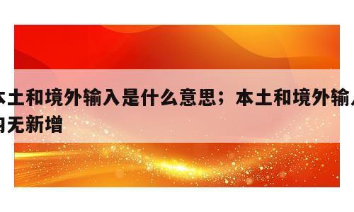 本土和境外输入是什么意思；本土和境外输入均无新增