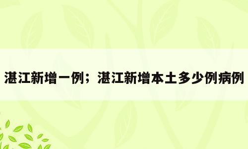 湛江新增一例；湛江新增本土多少例病例