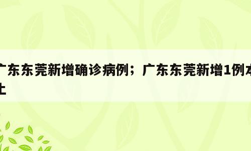 广东东莞新增确诊病例；广东东莞新增1例本土