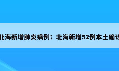 北海新增肺炎病例；北海新增52例本土确诊