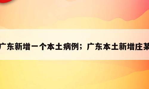 广东新增一个本土病例；广东本土新增庄某