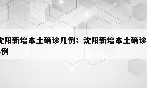 沈阳新增本土确诊几例；沈阳新增本土确诊28例