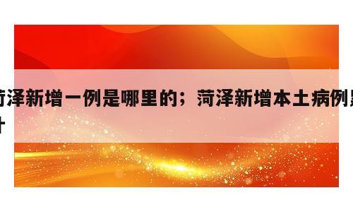 菏泽新增一例是哪里的；菏泽新增本土病例累计