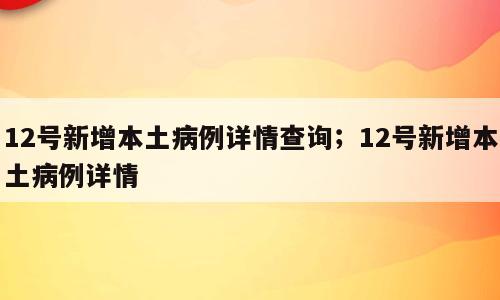 12号新增本土病例详情查询；12号新增本土病例详情